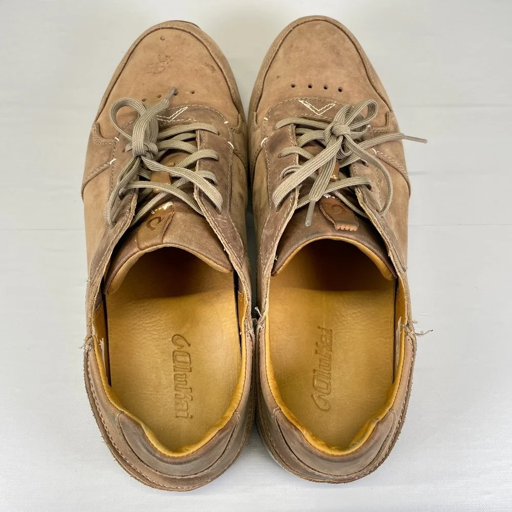 Olukai HUAKA'I LI Shoes Mens Size 11 Brown Nubuck Lace Up Casual Sneakers